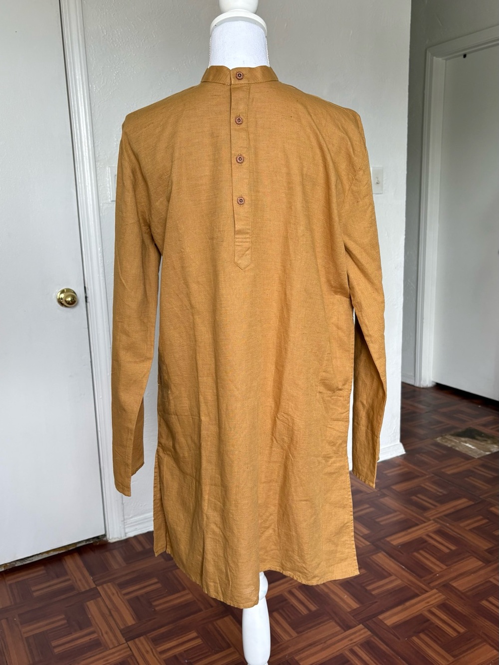 Warrior premium shirts Men's Mustard 100% Cotton Kaftan - Classic Long Sleeve